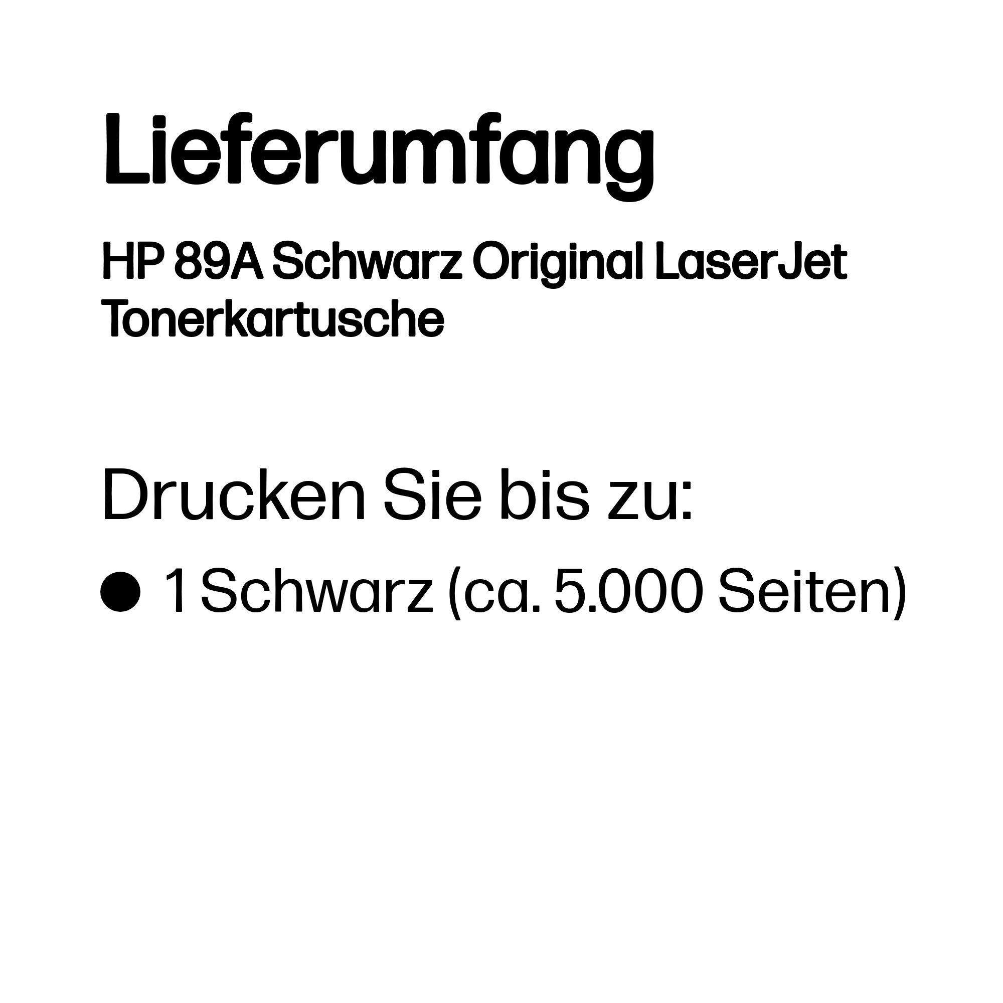 89A Schwarz Original LaserJet Tonerkartusche