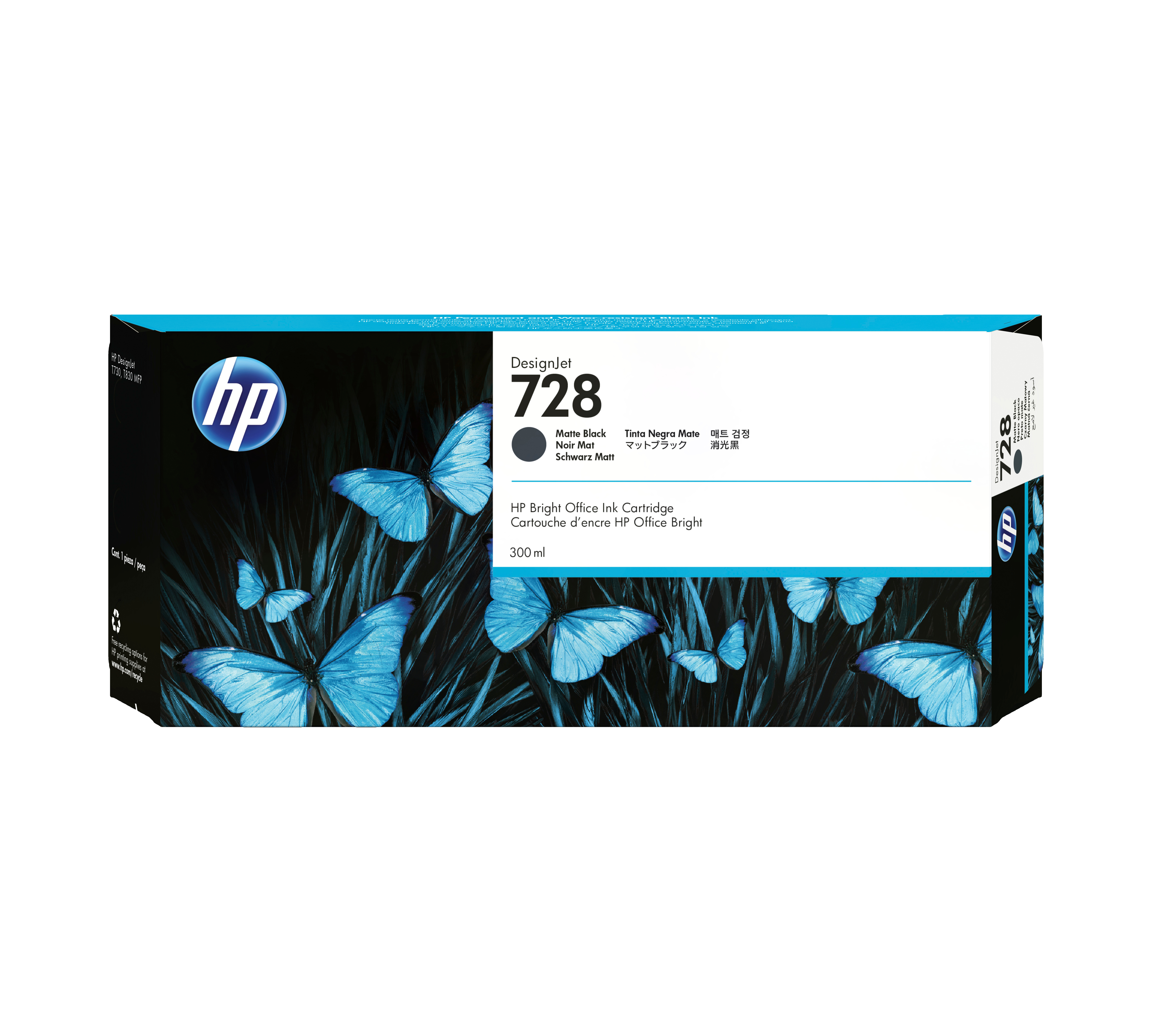 728 Mattschwarz DesignJet Druckerpatrone, 300 ml