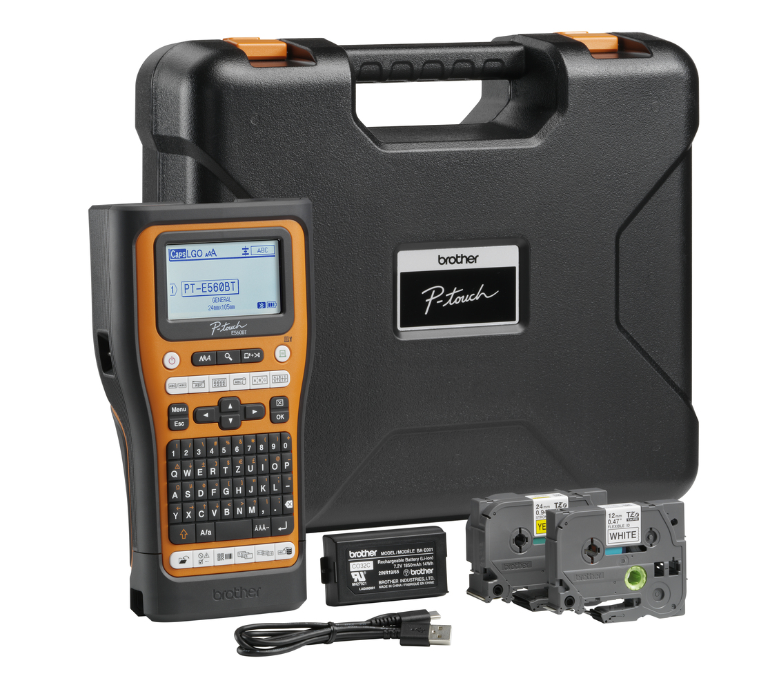 Brother PT-E560BTVP Etikettendrucker Wärmeübertragung 180 x 180 DPI 20 mm/sek Verkabelt & Kabellos HSE/TZe Bluetooth QWERTY